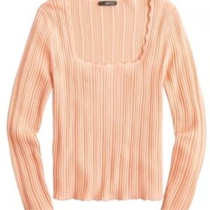 J Crew Scalloped Squareneck Pointelle sweater Size Large